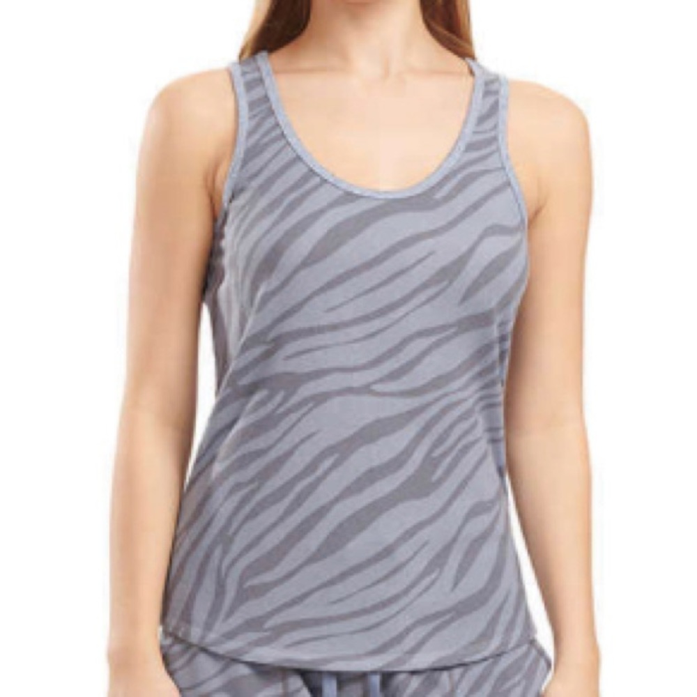 KAREN NEUBURGER | LIVE LOVE LOUNGE Zebra Print Lounge Tank Large NWOT